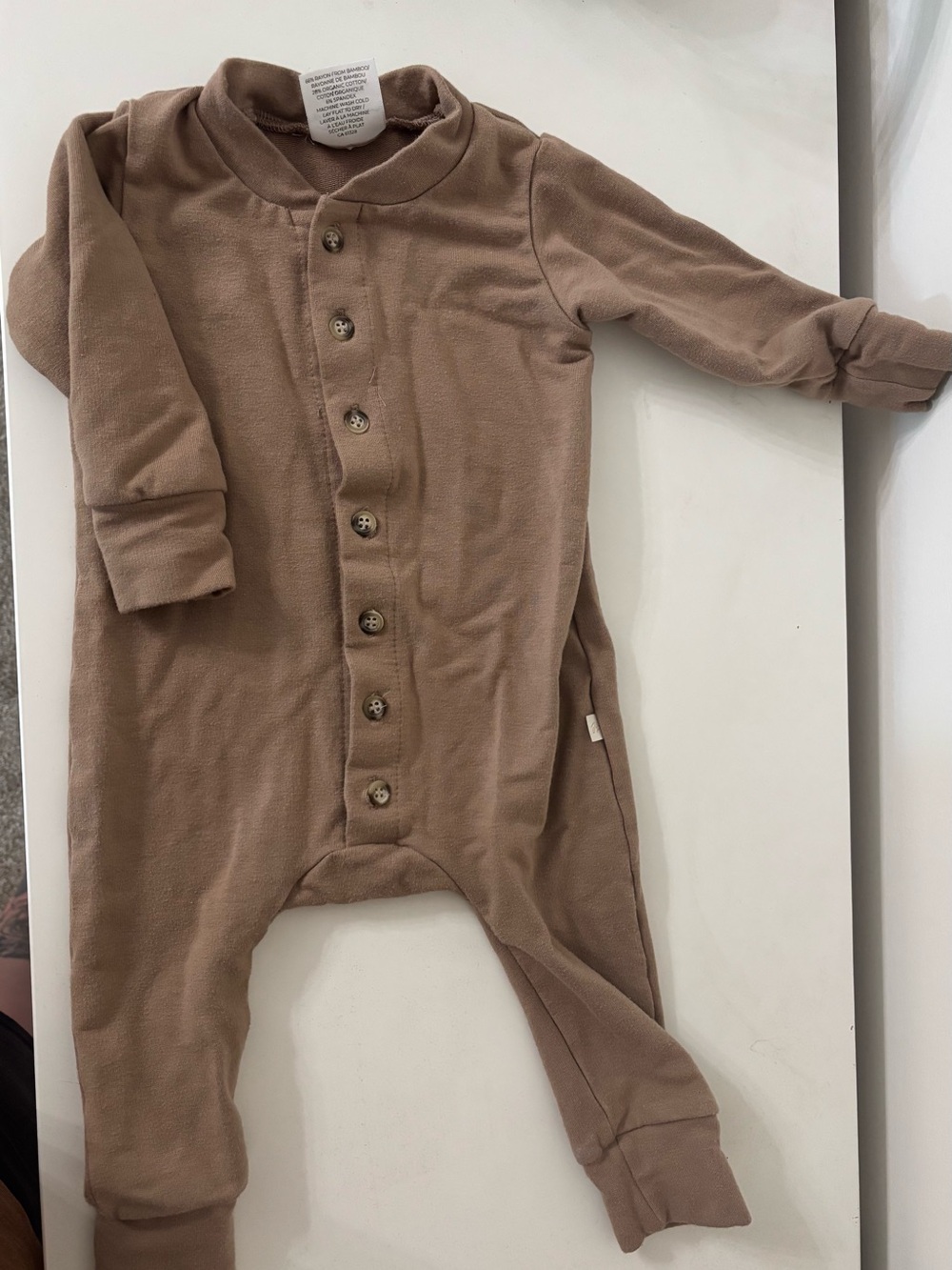 Cozy Kids Button-Front One-Piece in Taupe